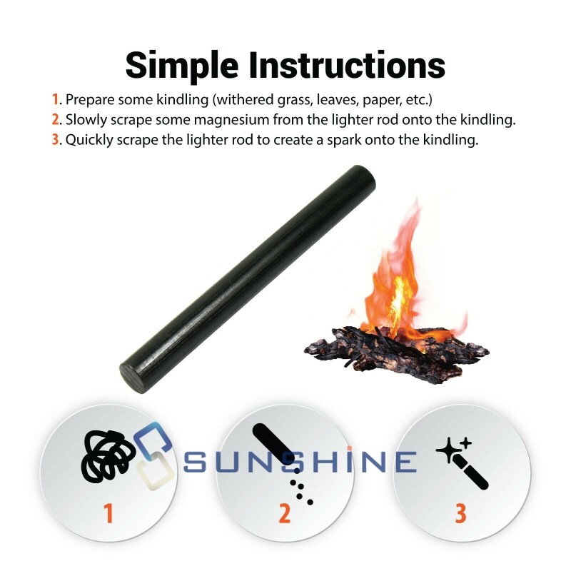 Bulk Lots 1/2 x 5 Ferrocerium Rod Flint Fire Starter Magnesium Outdoor Camping