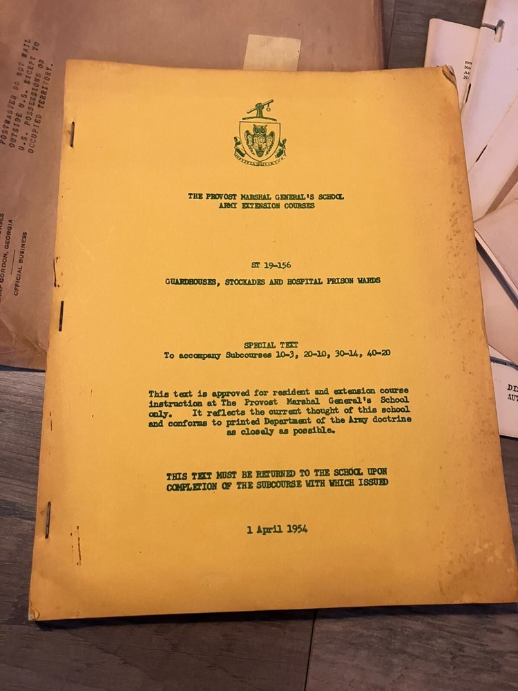 PROVOST MARSHAL General's School Army Documents and Training Book
