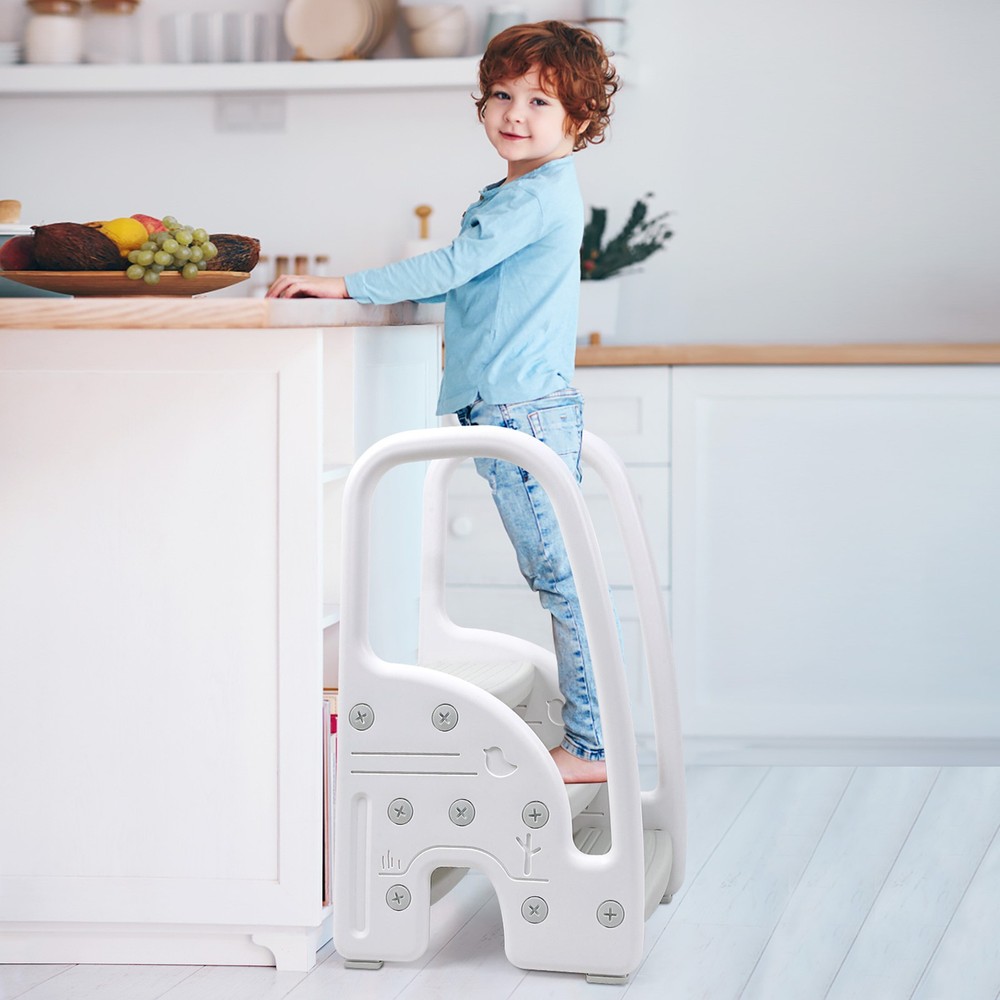 3-Step Toddler Step Stool with Side Handles Stable Ladder Step Stool for Kids