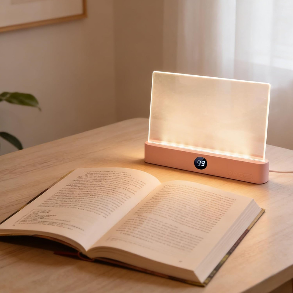Book Light, Rechargeable Clear LED Flat Reading Light with 3 Colors & Timer, Dim