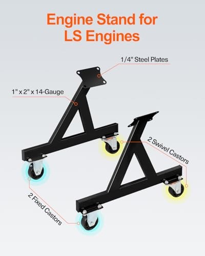 LS Engine Stand Cradle, Rolling Storage Stand for GM Chevy V8 LSx Black