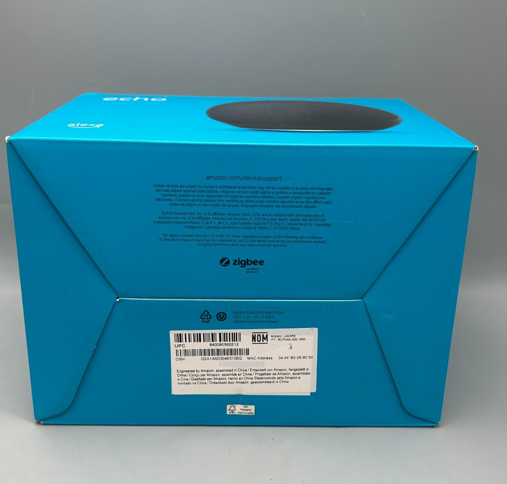 Amazon Echo (4th Gen) Smart Speaker Charcoal Black