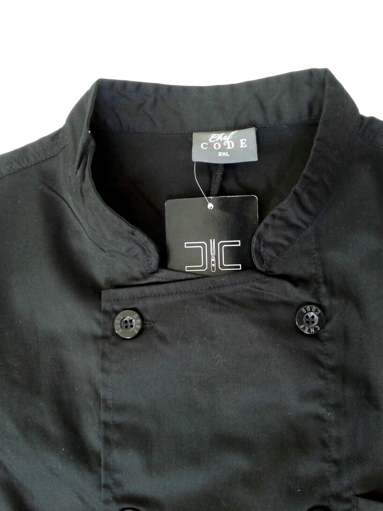 Chef Code Men's XXL Double Breasted Chef's Jacket Coat BLACK