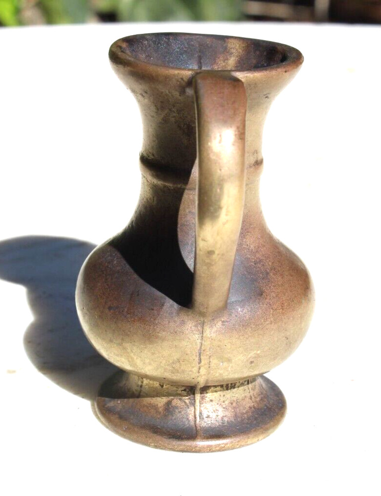 Antique Pitcher with Handle, Jug Solid Brass Small