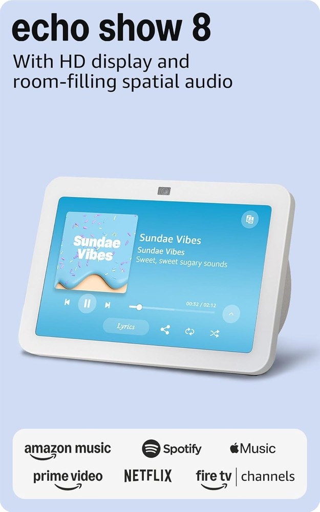 New Amazon Echo Show 8 - 3rd Generation - 3D Spatial Audio Alexa - Glacier White