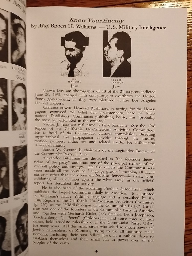 Robert H Williams / Know Your Enemy Reprint