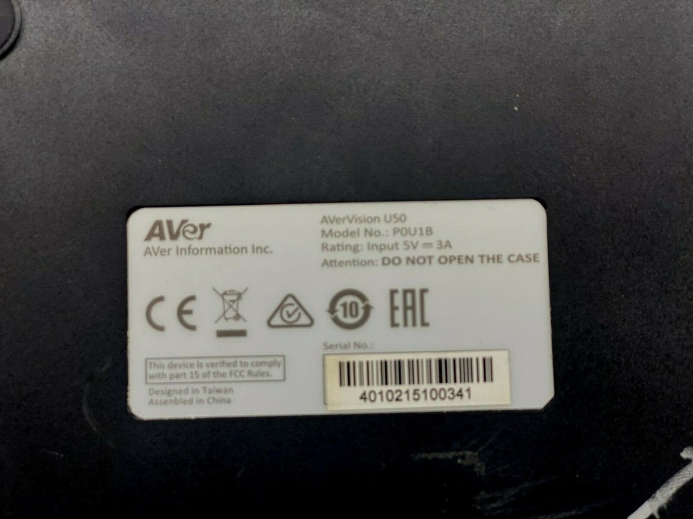 Aver Avervision USB Document Camera POU1 5V 3A NO POWER ADAPTER