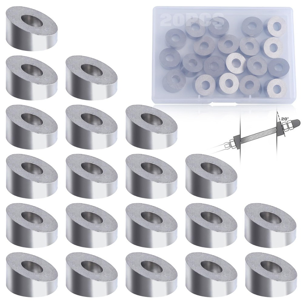 20Pack 1/4" ID Angle Washers for Cable Railing Post 20 Degree Stainless Steel...