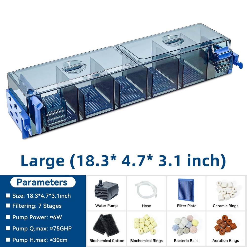 Multi Layer Aquarium Fish Tank Filter with Waterfall Oxygenation Suitable for...