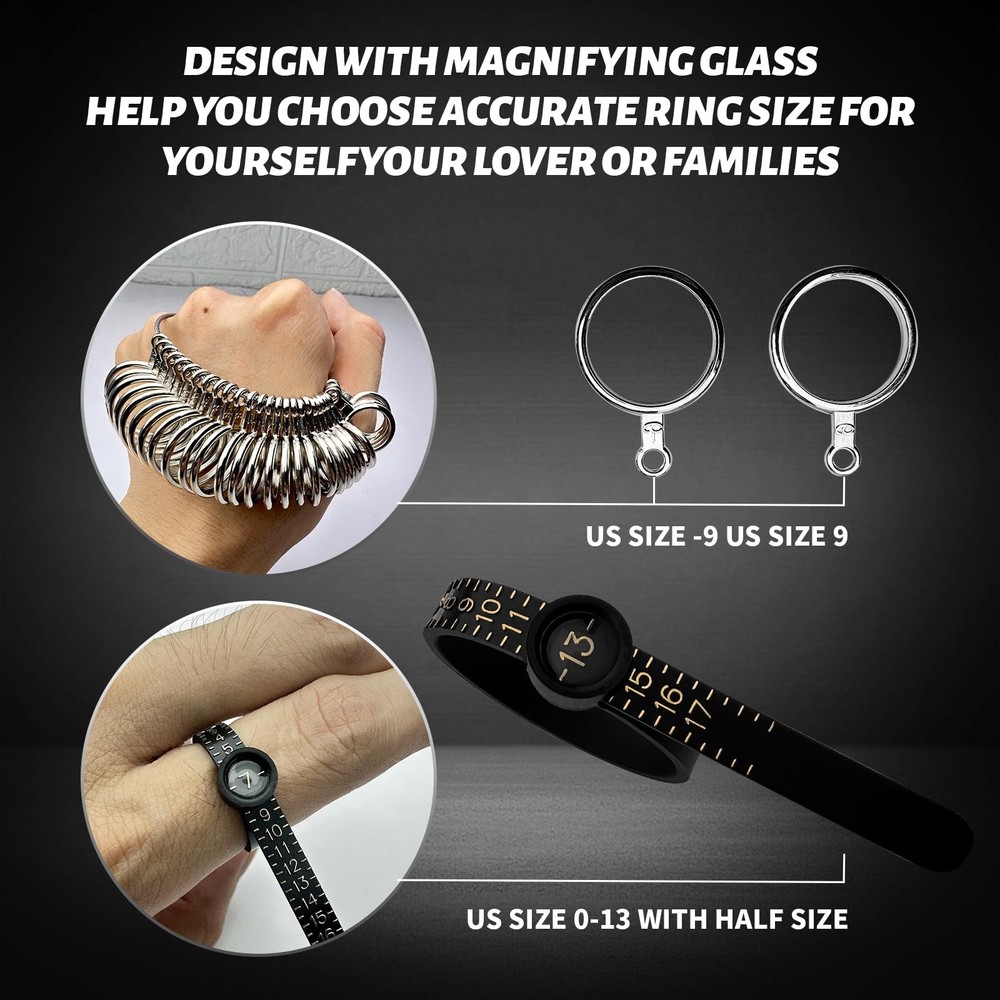 Ring Sizer Measuring Tool Mandrel Sizing Kit Metal metallic color