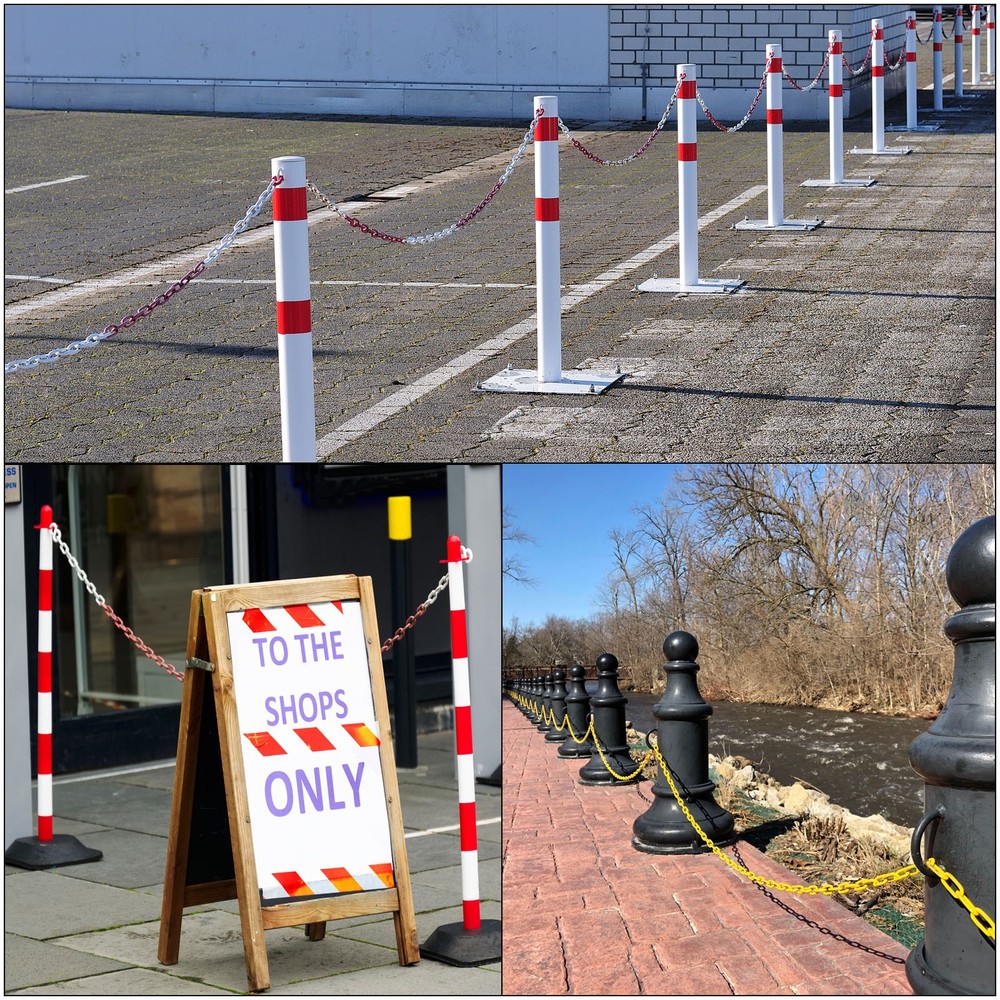 10Ft Plastic Safety Barrier Chain 2 Hooks, Black