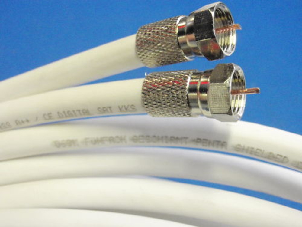2 WAY SHIELDED SATELLITE CABLE + PLUG! 25m 16311
