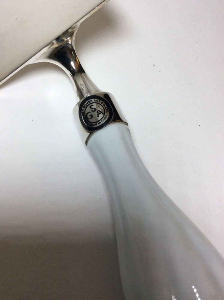 Wedding Cake Server Silver Plate with Ceramic Handle