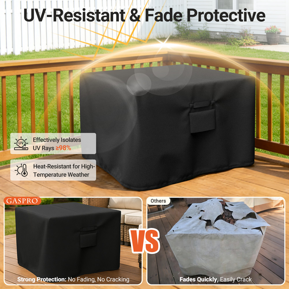 600D Square Fire Pit Cover 32"x32" Waterproof for 28"-32" Table Windproof