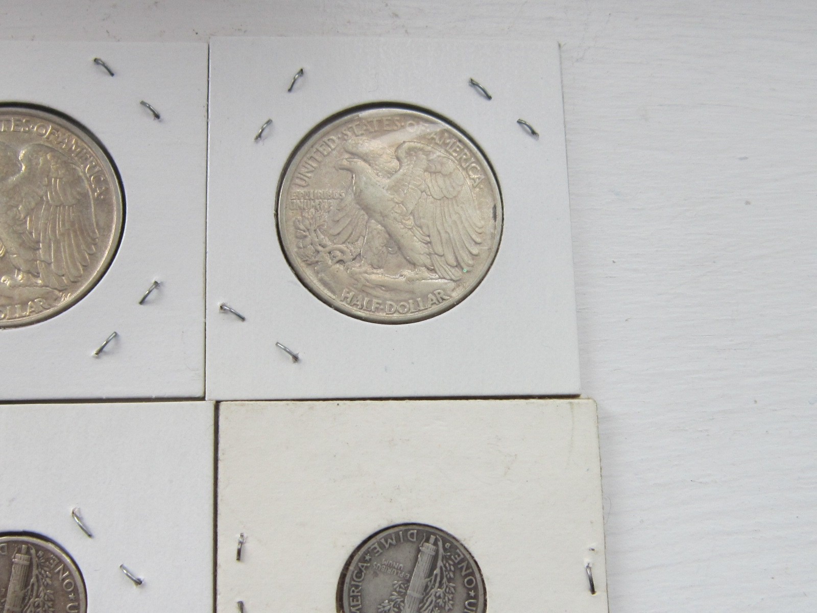 Five 1943 WALKING LIBERTY Half Dollar Silver Coins & FIVE 1943 Mercury Dimes