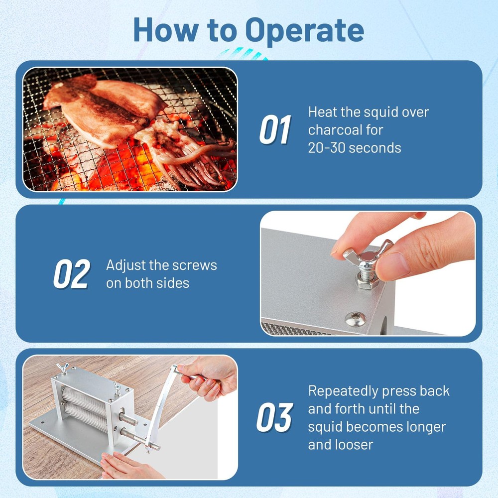 Dried Squid Embossing Machine, Practical Hand Crank Manual Embossing Rolling ...