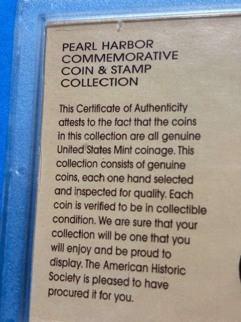 PEARL HARBOR COMMEMORATIVE COINS & STAMP COLLECTION