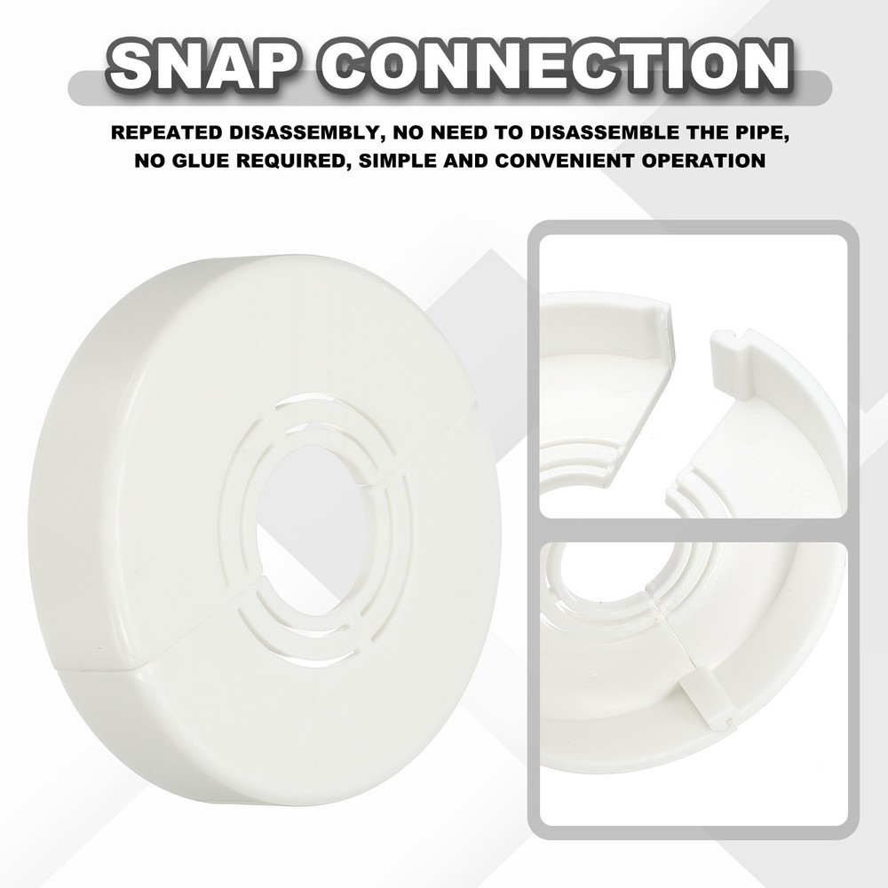 2pcs Wall Split Flange 0.59" Plastic Round Split Flange Pipe Cover, White