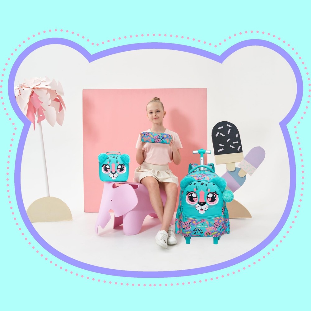 Rolling Backpack for Girls Backpacks with Wheels for Elementary School Studen...