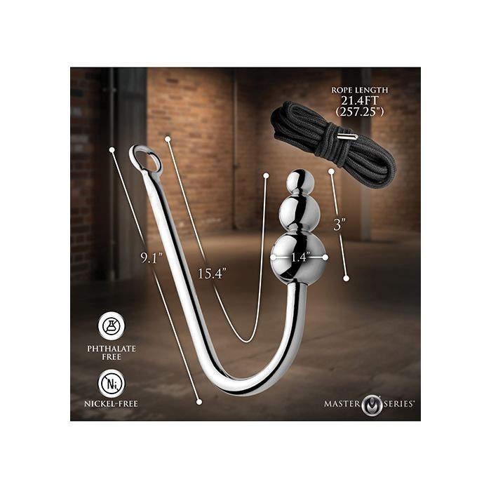 Master Series Roped Beaded Anal Hook w/Rope