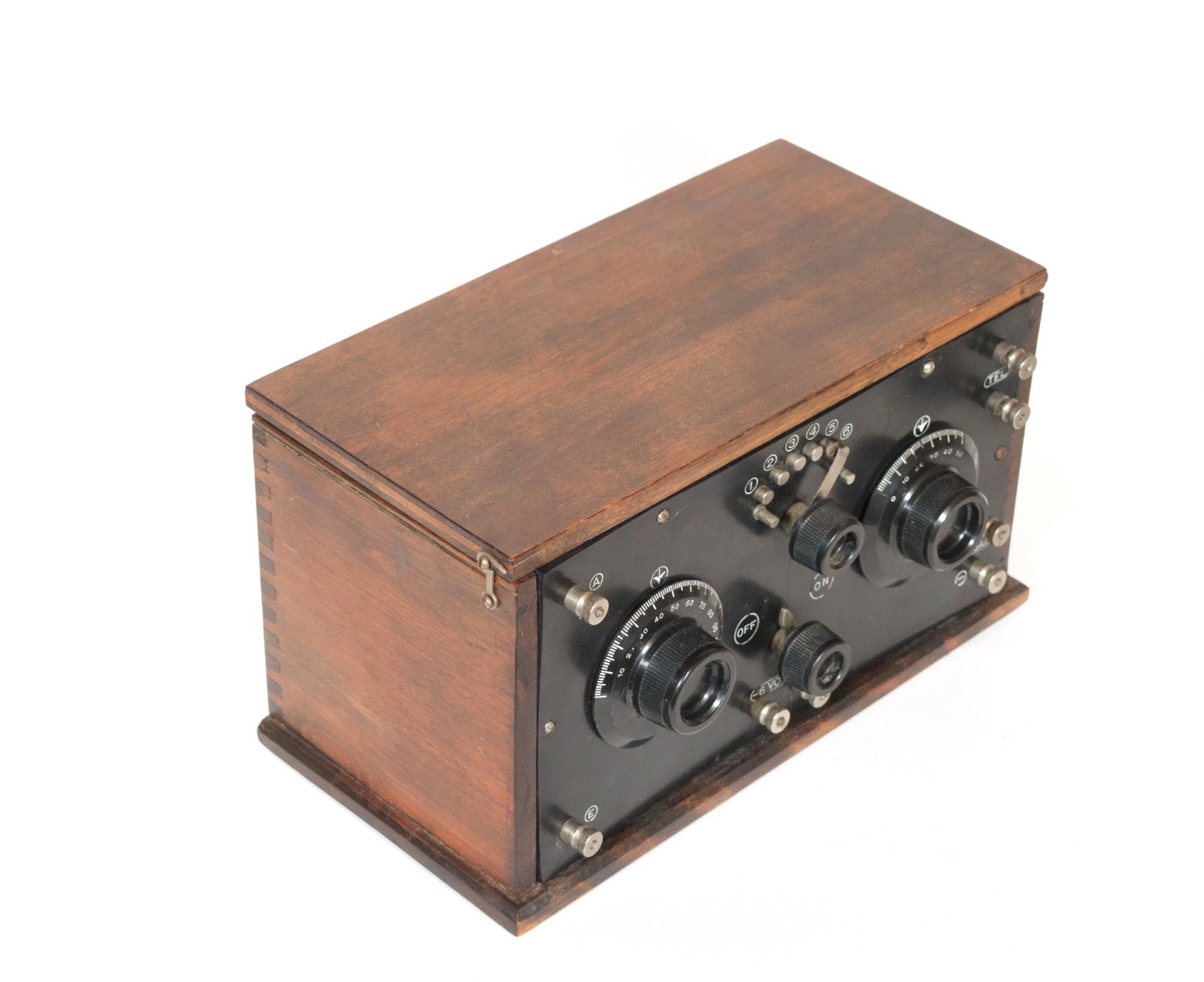 Excellent 1922 Tuska 224 Radio w/Kellogg Headset & Amber Glass 201 Tube * Works