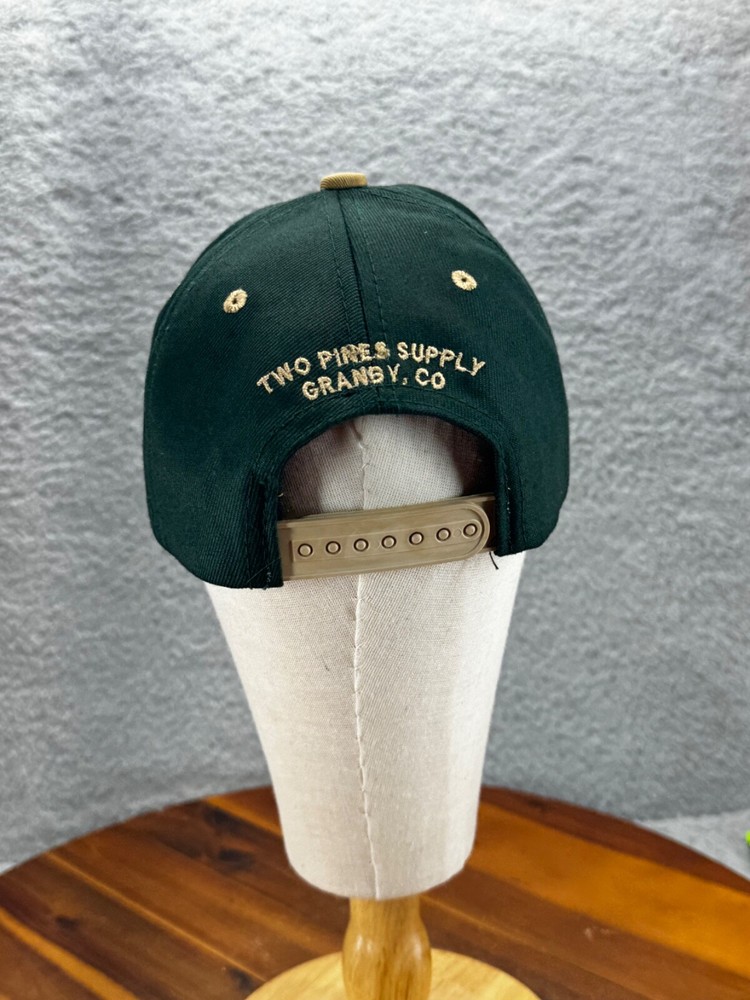 Two Pines Supply Granby Co Snapback Baseball Hat Cap Adjustable Green Tan