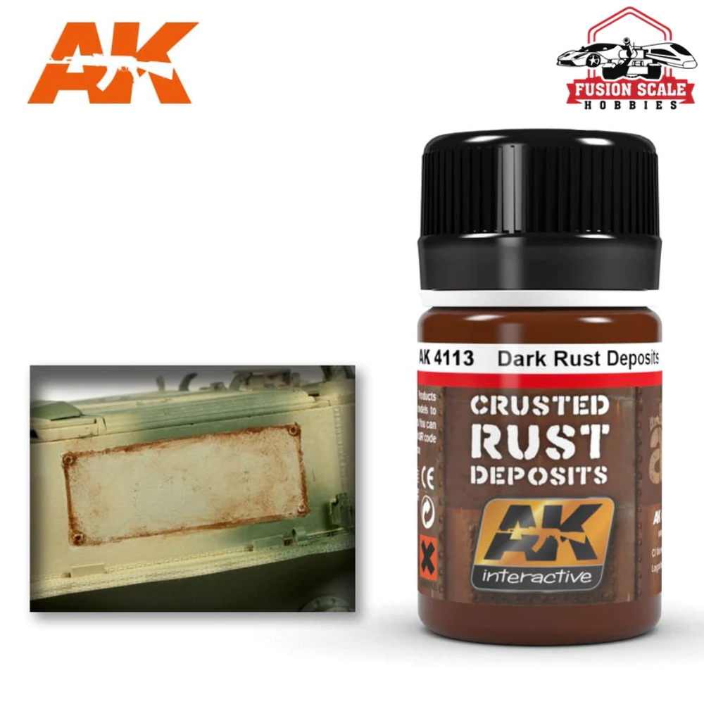 AK Interactive Dark Rust Crusted Deposits Enamel Paint 35ml Bottle