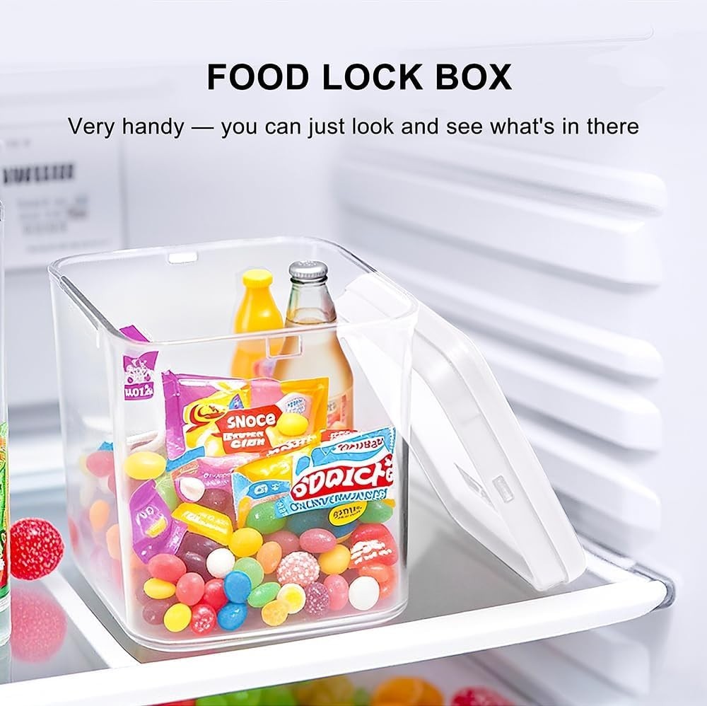Clear Medicine Lock Box W/ code Small Food Snack Phone medication Lock Boxes