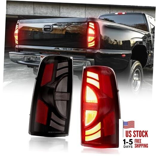 LED Tail Light Assembly Compatible with 2003 2004 2005 2006 Chevy Smoked Lens