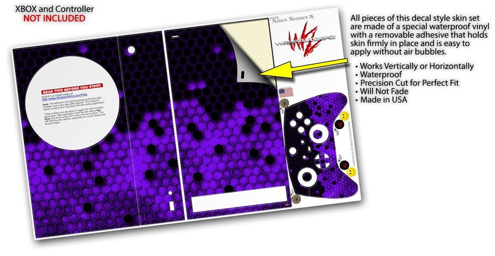 Skin Wrap for XBOX Series S Console Controller HEX Purple