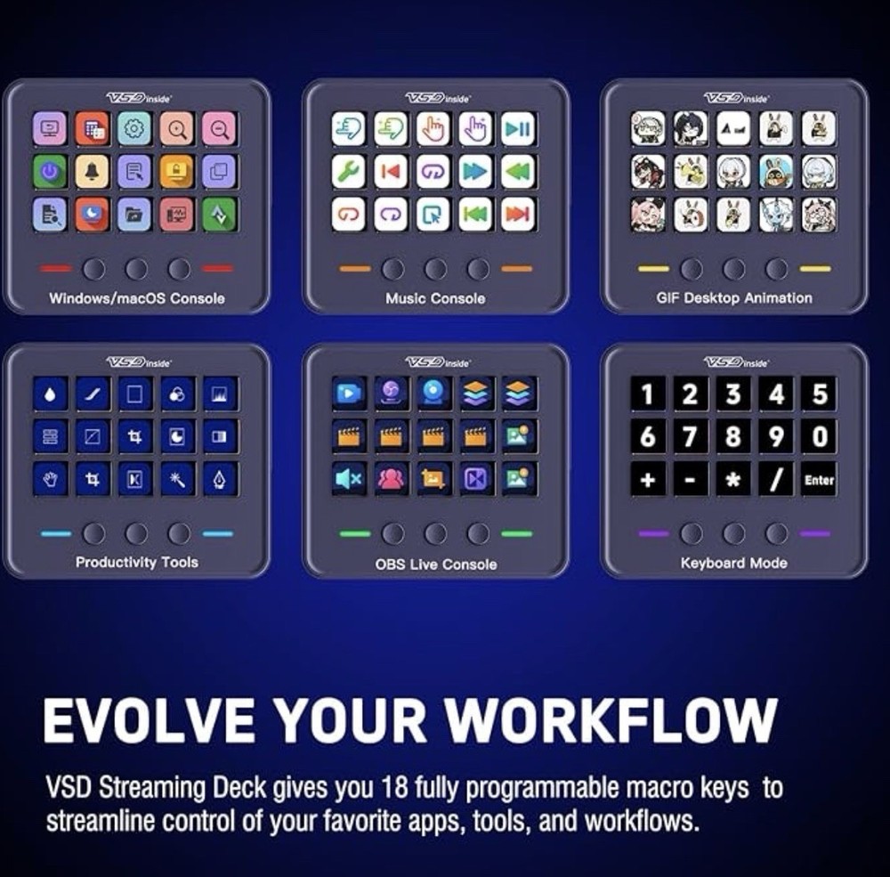 Stream dockStream Dock Streaming Console & Hub customizable LCD Macro keys Conte