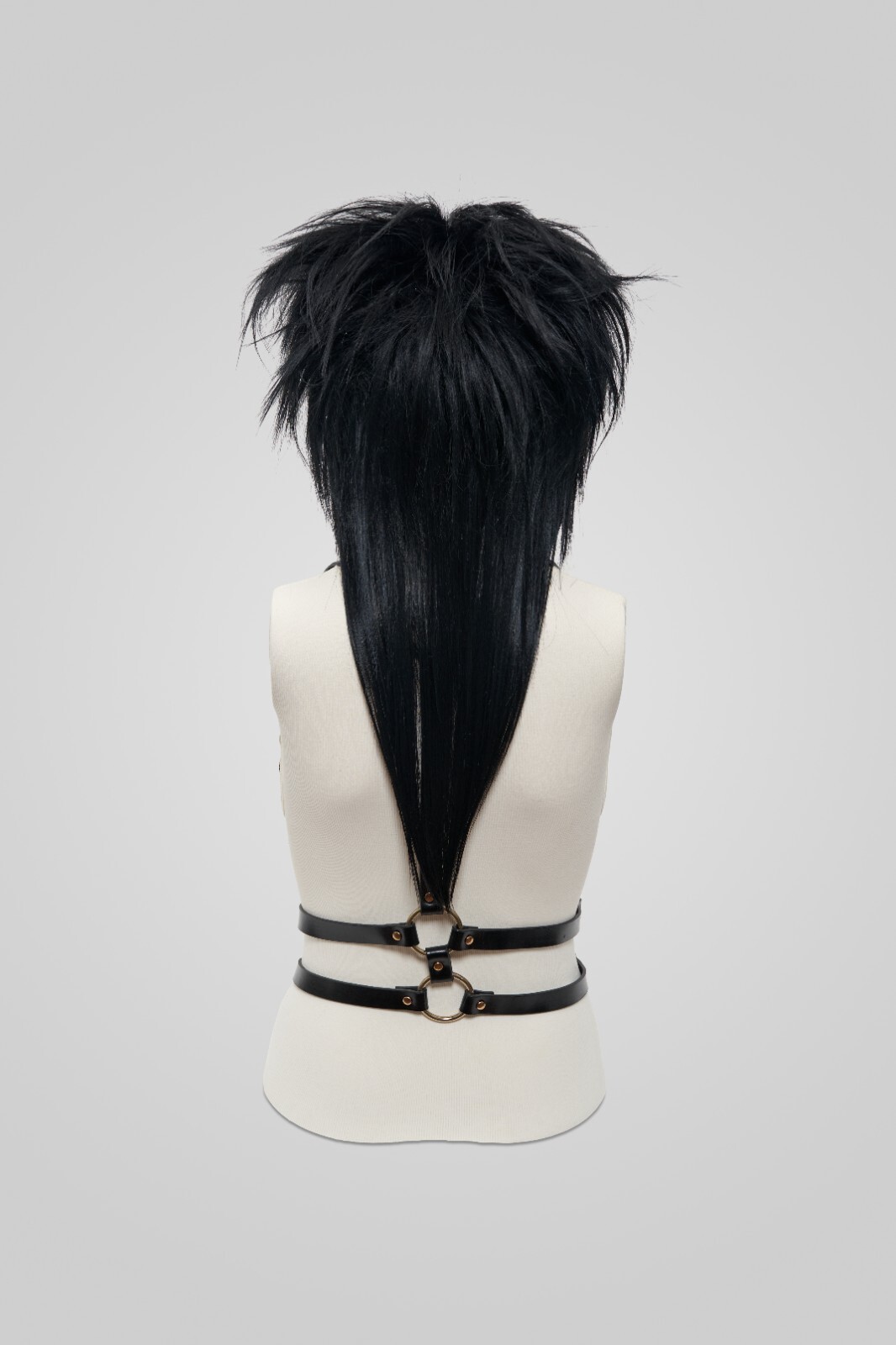 Emo Scene Wig Black Layered Shag Mullet Wig with Straight Bangs