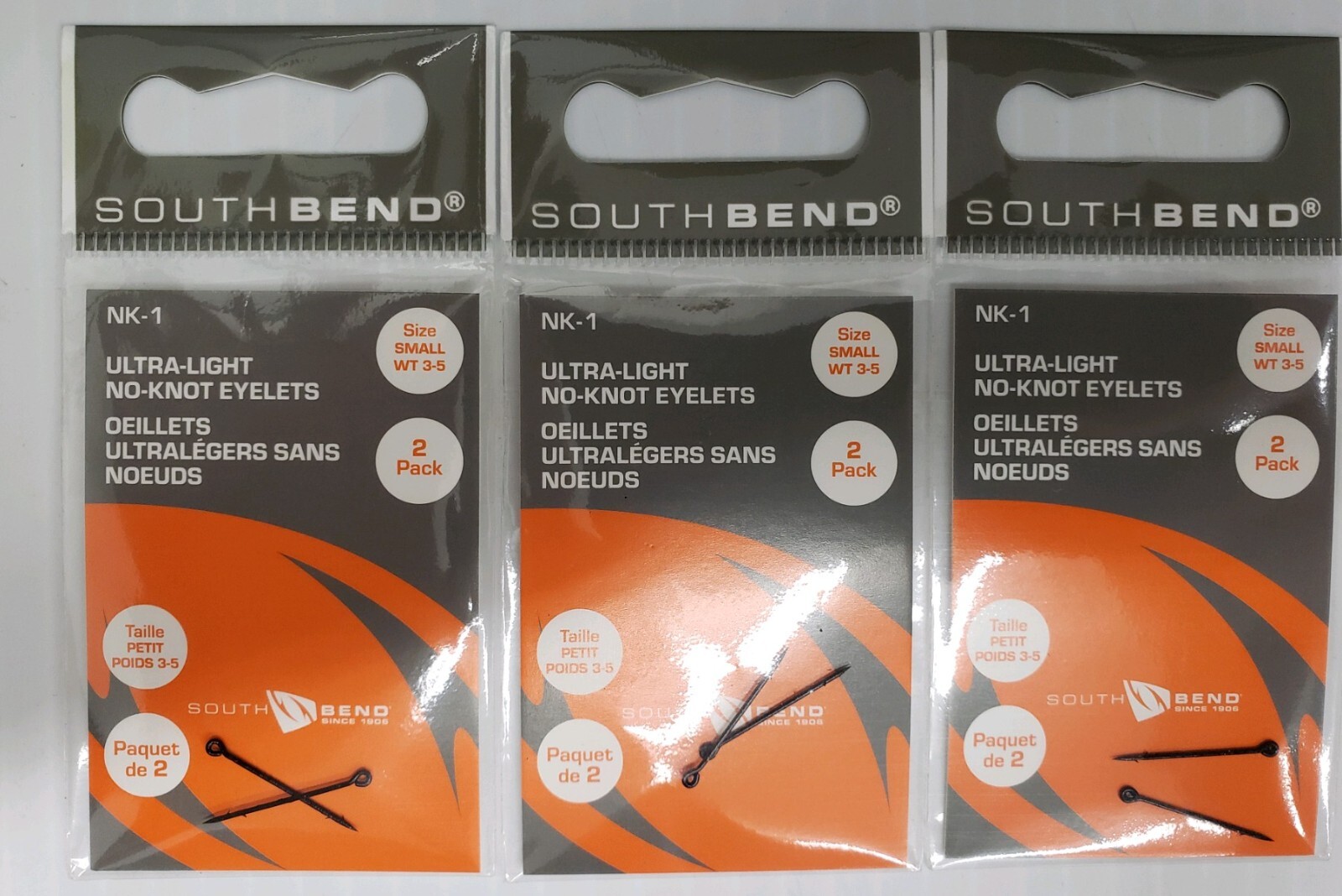 6-No Knot Eyelets - Connects Leader to Fly Line SMALL Size WT 3-5, 3-2Packs