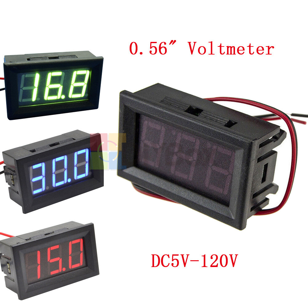 0.56'' Mini DC 5-120V Voltmeter LED Panel 3 Digital Display Voltage Meter 2 wire