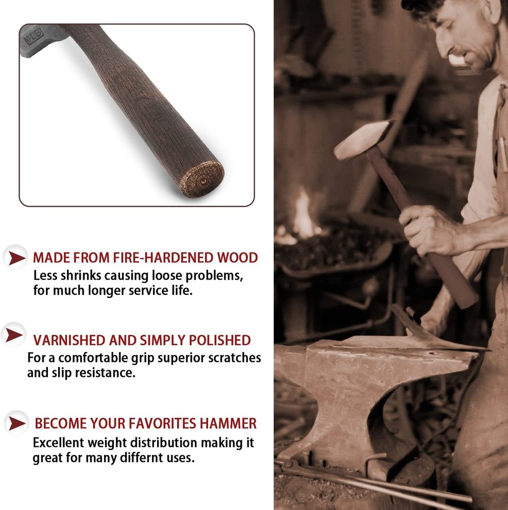4LB Blacksmith Handmade Hammers for Farrier Knife Maker Blacksmith Forging Tool