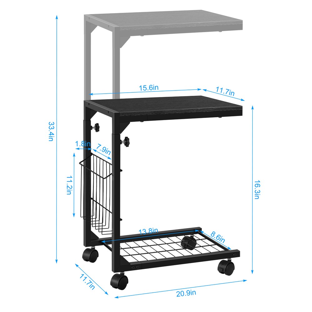 C-Shape Sofa Side Table Laptop Coffee End Table Height Adjustable Snack Table US