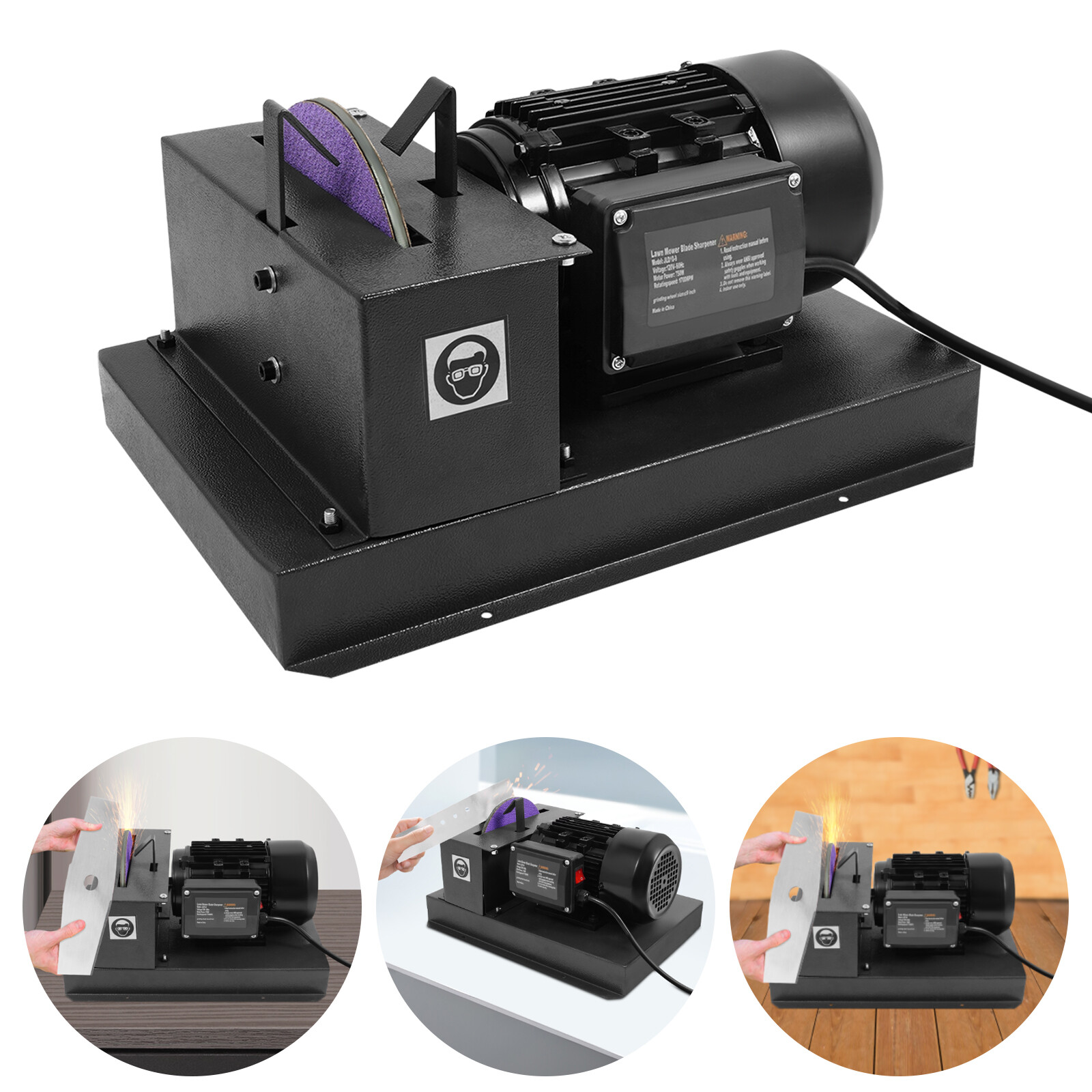 Lawn Mower Blade Sharpener 1HP 750W with 9-inch Grinding Wheel 1700 RPM