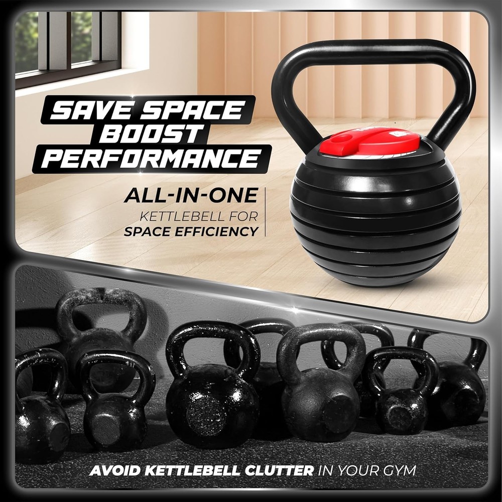 Space-Saving 40 LB Adjustable Kettlebell Set - Ideal for Home Strength Training