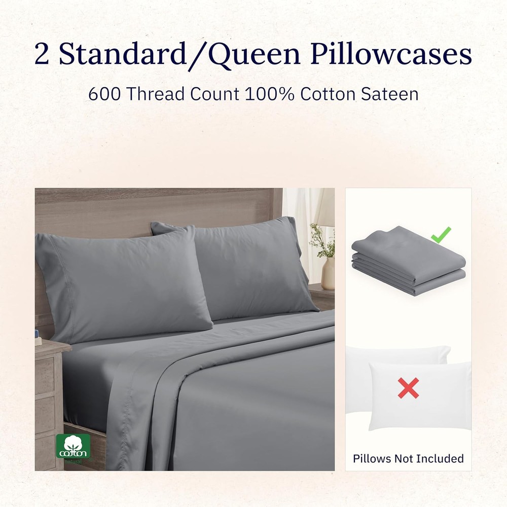 Luxuriously Soft Hotel Quality 600 Thread Count, 100%