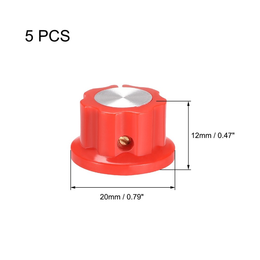 5pcs 6.4mm Shaft Hole Potentiometer Control Rotary Knobs Effect Pedal Knobs Red