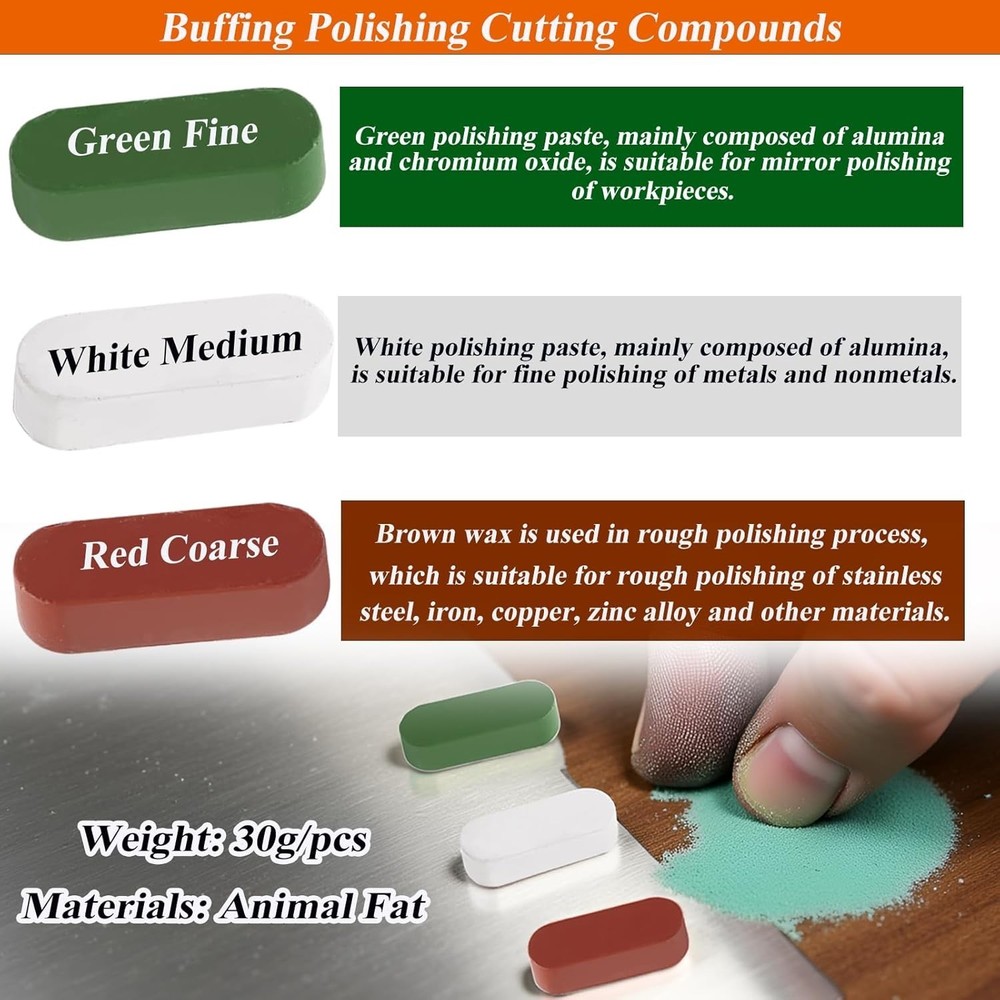 Metal Buffing Polishing Compound Kit,Buffing Wheel Compound Including White D...