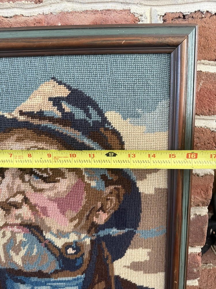 Old Sailor Needlepoint Framed Nautical Cape Cod Vintage