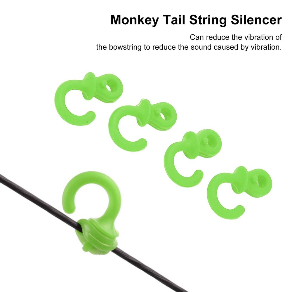 Green 4Pcs Archery Bow String Silencers Monkey Tail Compound Bow String WT