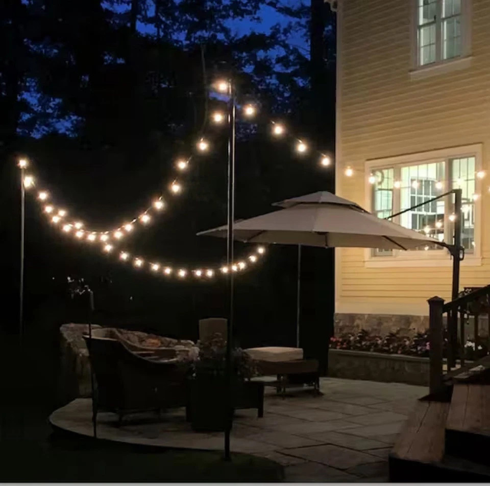EXCELLO GLOBAL PRODUCTS Single 10 ft. String Light Pole (Black)