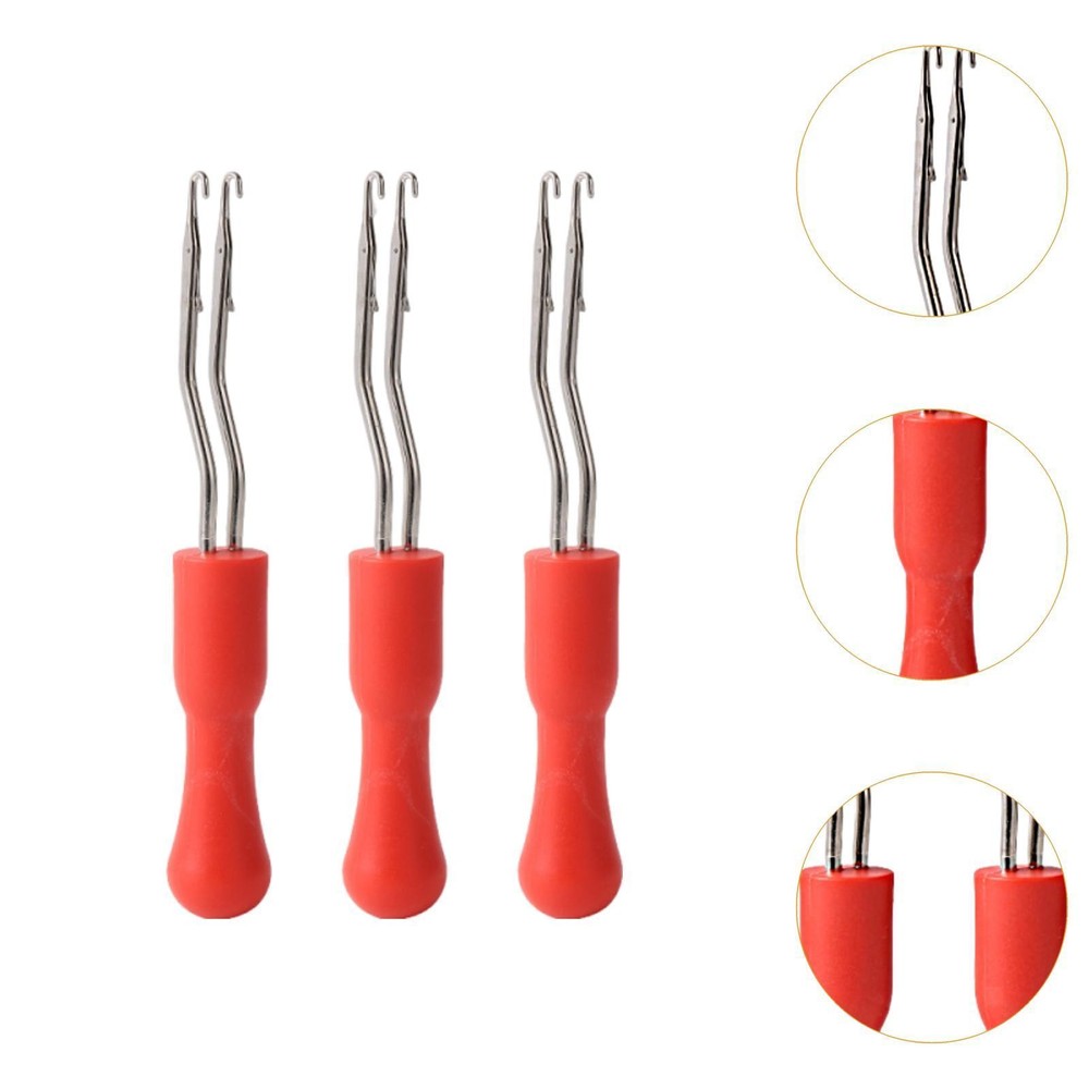 3 Pieces Latch Hooks for Carpet Making Double Head