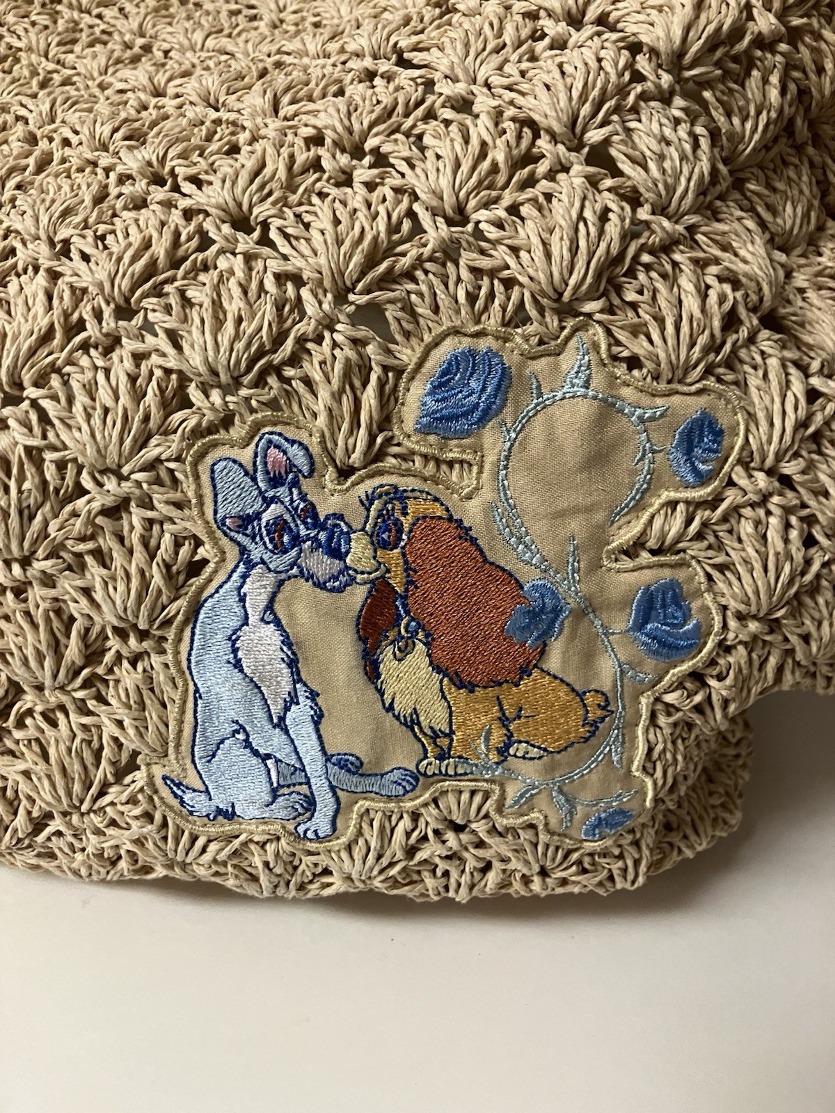 VINTAGE Disney Lady & the Tramp Woven Straw Tote Wallet Card Coin Case Lot EUC