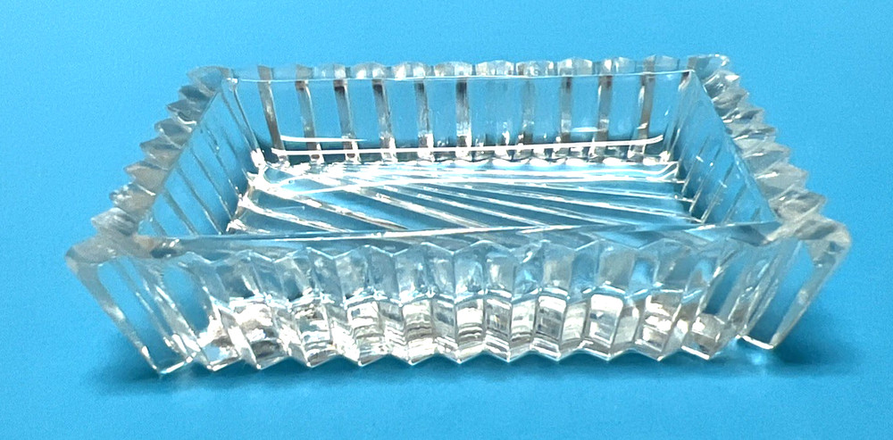 Vintage Very Deco Sharp Cut Rectangle Sharp Pointed Open Glass Salt Dip 2.5