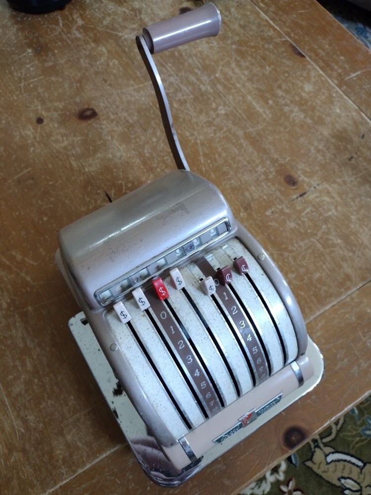 F & E "Excel" Model Check Protector by Hedman Co Chicago - Vintage Check Printer