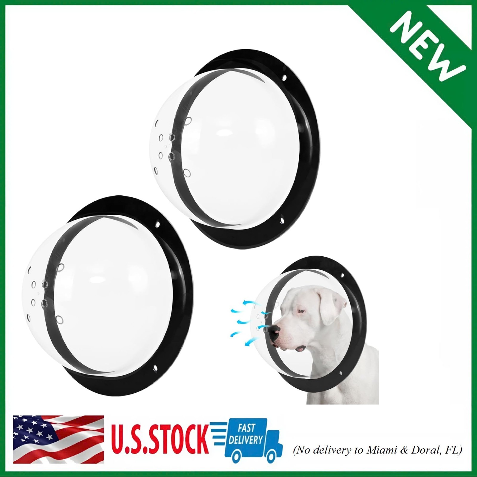 2 Pack Dog Fence Window with Air Holes Clear Pet Bubble View Dome Door Peek S...
