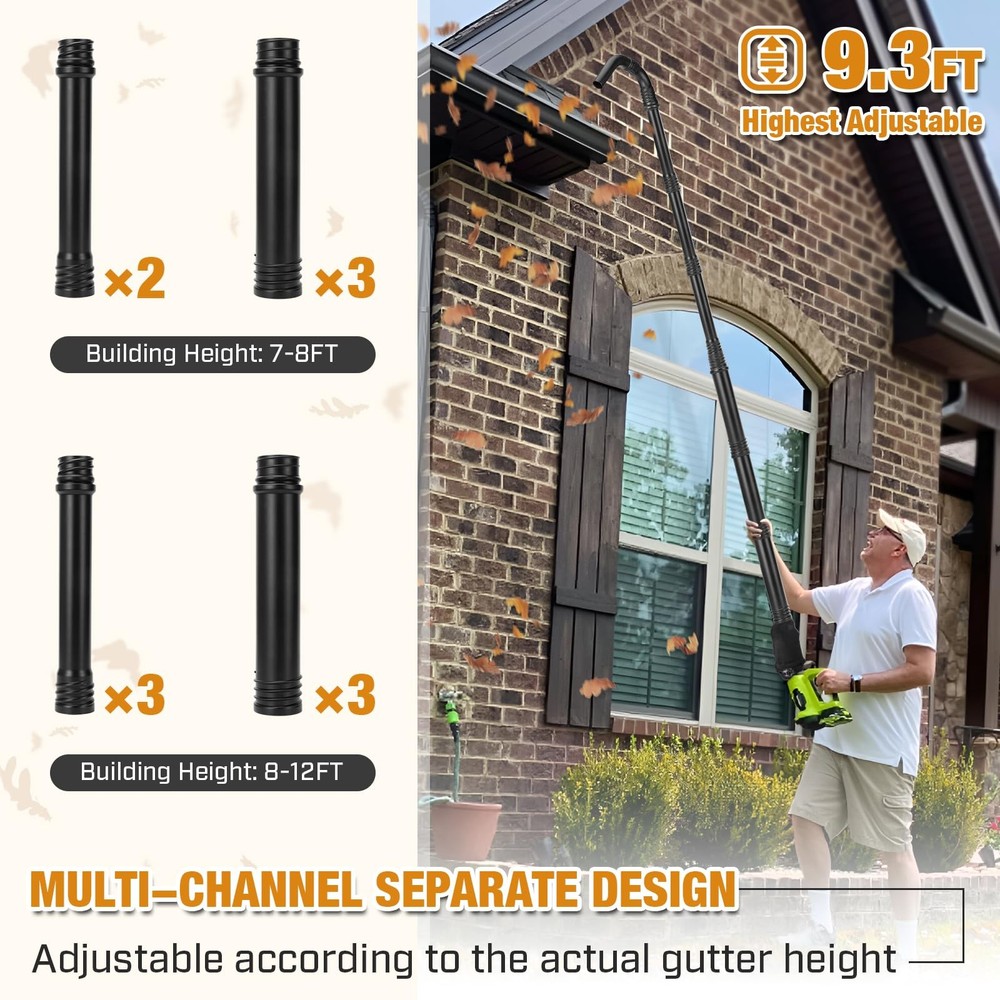 Upgraded Universal Gutter Cleaning Tools for Leaf Blowers with Black